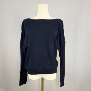 Anthropologie Navy Blue Long Sleeve Off The Shoulder Top